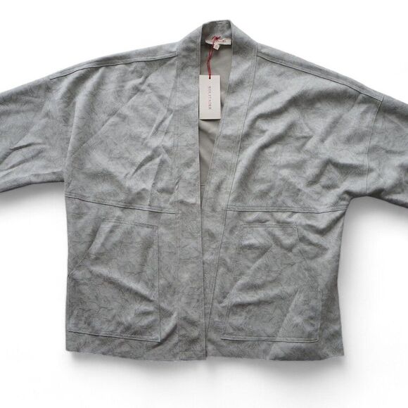 Solitaire Anthropologie Faux Suede Open Front Cardigan Jacket Women's M - Picture 5 of 8